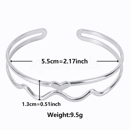 Non-Tarnish Elegant and Stylish Design Hollow 304 Stainless Steel Cuff Bangles for Women UJ8265-1-1