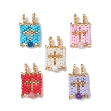 Glass Seed Beaded Pendants PALLOY-MZ00227-01-1