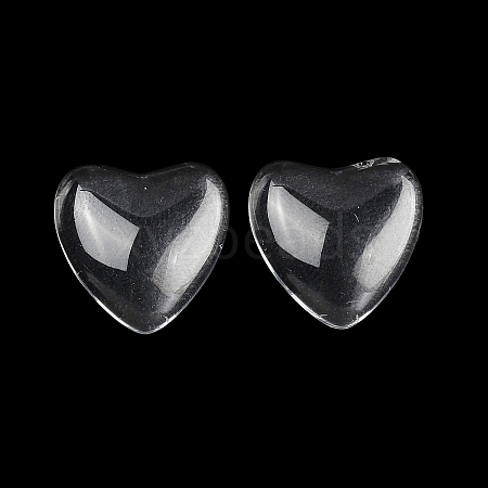 Transparent Glass Heart Cabochons GGLA-R021-16mm-1