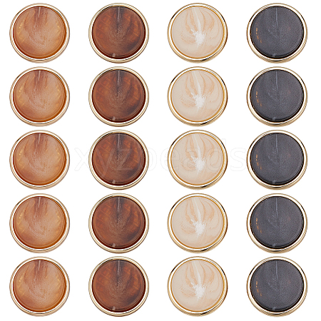 20Pcs 4 Colors 1-Hole Zinc Alloy Resin Buttons BUTT-AR0001-28-1
