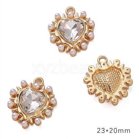 Golden Alloy Resin Rhinestine Pendants PW-WGCBCC2-04-1