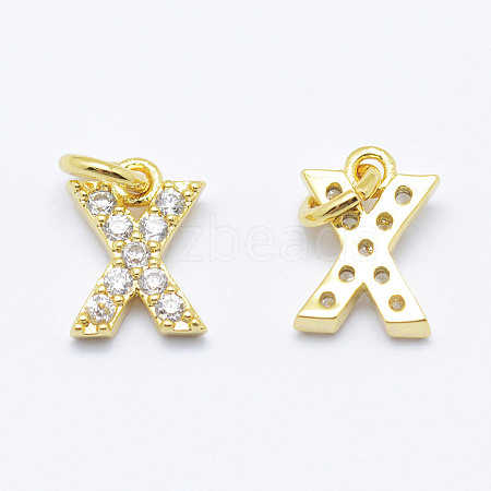 Brass Micro Pave Grade AAA Cubic Zirconia Charms X-ZIRC-P067-11G-X-NR-1