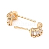 Brass Pave Clear Cubic Zirconia Curved Rectangle Stud Earrings EJEW-G362-10KCG-2