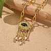 Alloy Rhinestone Evil Eye Pendant Necklaces NJEW-A037-01G-1