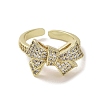 Brass Micro Pave Cubic Zirconia Open Cuff Ring RJEW-K256-58B-G-2