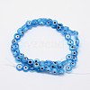 Handmade Evil Eye Lampwork Flat Round Bead Strands LAMP-L058-12mm-09-2