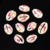 Printed Natural Cowrie Shell Beads SSHEL-N032-33-1