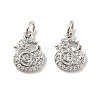 Chicken Brass Micro Pave Clear Cubic Zirconia Charms KK-G425-21P-1