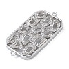 Rack Plating Brass Micro Pave Clear Cubic Zirconia Rectangle Connector Charms KK-A234-035P-02-2