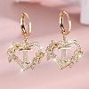 Heart Brass Micro Pave Clear Cubic Zirconia Hoop Earrings FS-WGD5D87-20-1