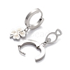 3 Pair 3 Style Heart & Bear & Fish & Clover Crystal Rhinestone Asymmetrical Earrings EJEW-B020-15P-3