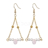 Triangle Iron Chain and Glass Dangle Earrings EJEW-JE05963-01-1