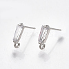 Brass Cubic Zirconia Stud Earring Findings X-KK-S348-349-1