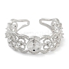 Rack Plating Heart Brass Micro Pave Cubic Zirconia Open Cuff Ring Settings X-KK-Z071-26P-2