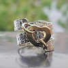 Hammered Alloy Finger Link Rings for Women FS-WG9B92C-02-2