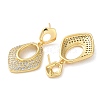 Brass Pave Cubic Zirconia Stud Earrings EJEW-M258-11G-2