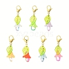 7Pcs 7 Colors Flower Acrylic & Glass Pendants Decorations. with 304 Stainless Steel Lobster Claw Clasps HJEW-JM02898-2