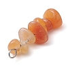 Gradient Color Natural Red Aventurine & Natural Sunstone & Natural Topaz Jade Chip Beaded Pendants PALLOY-JF02791-09-5