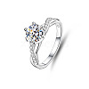 Rhodium Plated 925 Sterling Silver Micro Pave Moissanite Finger Rings WG64EDC-01-2