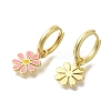 Rack Plating Flower Brass Hoop Earrings EJEW-H016-27G-02-2