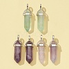 6Pcs 3 Styles Natural Mixed Stone Double Terminated Pointed Pendants G-FS0002-48-1