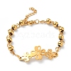 PVD Vacuum Plating 304 Stainless Steel Clover Link Bracelet with Beaded Chains for Women BJEW-E108-08G-1