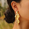 Leaf Shape Brass Stud Earrings EJEW-K257-04G-1