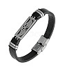 304 Stainless Steel & Black Imitation Leather Cord Bracelets for Men WG9A637-02-2