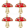6Pcs Autumn Theme Real 18K Gold Plated Brass Micro Pave Cubic Zirconia Pendants ZIRC-BBC0002-34-1