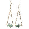 304 Stainless Steel with Natural Green Aventurine Dangle Earrings EJEW-JE06010-05-1