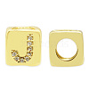 Brass Micro Pave Clear Cubic Zirconia European Beads KK-T030-LA842-JX3-1