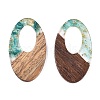 Transparent Resin and Walnut Wood Pendants RESI-T057-02I-2