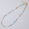 Ethnic Style Rainbow Color Square Natural Shell & Glass & Glass Seed Beaded Necklaces for Women RH4254-3-1
