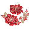  2Pcs 2 Style Peony Polyester Embroidery Sew on Clothing Patches PATC-NB0001-11C-1