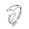 Wave Line Rhodium Plated 925 Sterling Silver Adjustable Rings FS-WG22F59-01-5