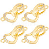 Beebeecraft 6 Sets Brass Micro Pave Clear Cubic Zirconia Fold Over Clasps KK-BBC0005-70-1