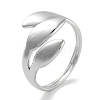 Leaf Rack Plating Brass Open Cuff Rings for Women RJEW-Z059-23P-1