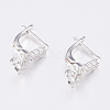 Brass Micro Pave Cubic Zirconia Hoop Earring Findings with Latch Back Closure ZIRC-K075-37P-2