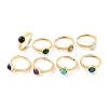 Round Natural Mixed Stone Adjustable Rings RJEW-Q817-03G-1