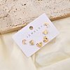 Brass Stud Earring Sets for Women EJEW-F352-01G-01-1