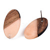 Resin & Walnut Wood Stud Earring Findings MAK-N032-005A-H03-3