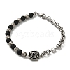 Synthetic Black Stone Round Beaded Bracelets BJEW-F479-02P-1