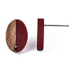 Opaque Resin & Walnut Wood Stud Earring Findings MAK-N032-004A-B02-4