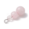 Natural Rose Quartz Round Beaded Pendants PALLOY-JF02867-04-4