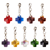  36Pcs 9 Colors Cross Glass Pendant Decoration HJEW-TA0001-08-9