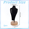 Bust Iron Jewelry Necklace Display Stands with Wooden Rond Base NDIS-WH0024-06B-2