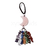 Moon Natural Rose Quartz Pendant Decorations HJEW-R127-01H-3