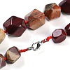 Natural Red Rainbow Jasper Nuggets Beaded Necklaces for Women Men NJEW-K388-01Q-3