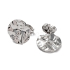 Non-Tarnish 304 Stainless Steel Textured Flat Round Ear Studs for Women EJEW-P234-11P-2