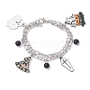 3Pcs 3 Styles Halloween Theme 304 Stainless Steel Figaro Chains Multi-strand Bracelets BJEW-JB12094-3